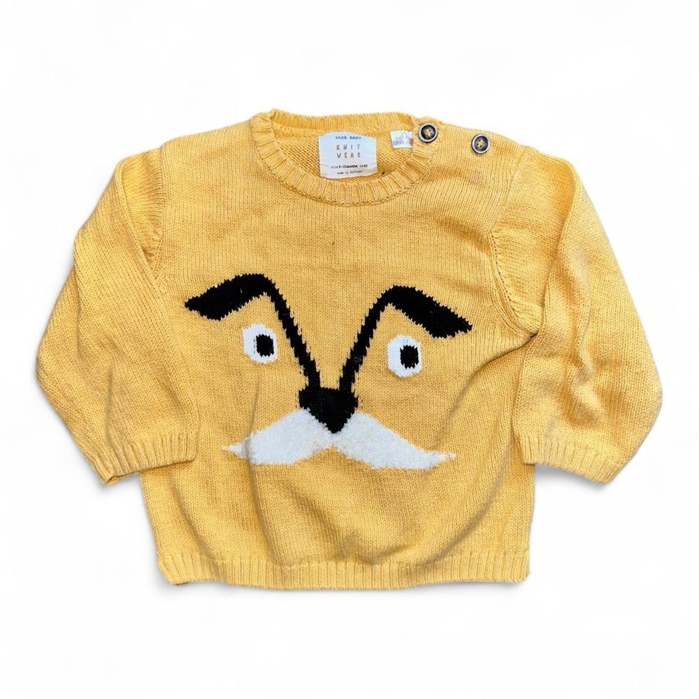 Zara Yellow Sweater Cozy Knit Design Size 9-12 Months
